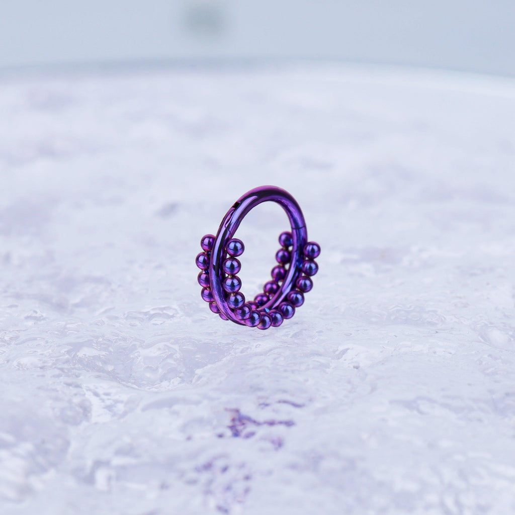 ASTM F136 Titanium Double Hoop Beaded Septum Ring｜16G Hinged Clicker｜Stacked Bead Daith Jewelry｜Hypoallergenic｜Helix Conch Rook Cartilage - Image 8