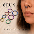 ASTM F136 Titanium Double Hoop Septum Ring｜16G Hinged Clicker｜Minimalist Stacked Daith Jewelry｜Hypoallergenic｜Helix Conch Rook Cartilage