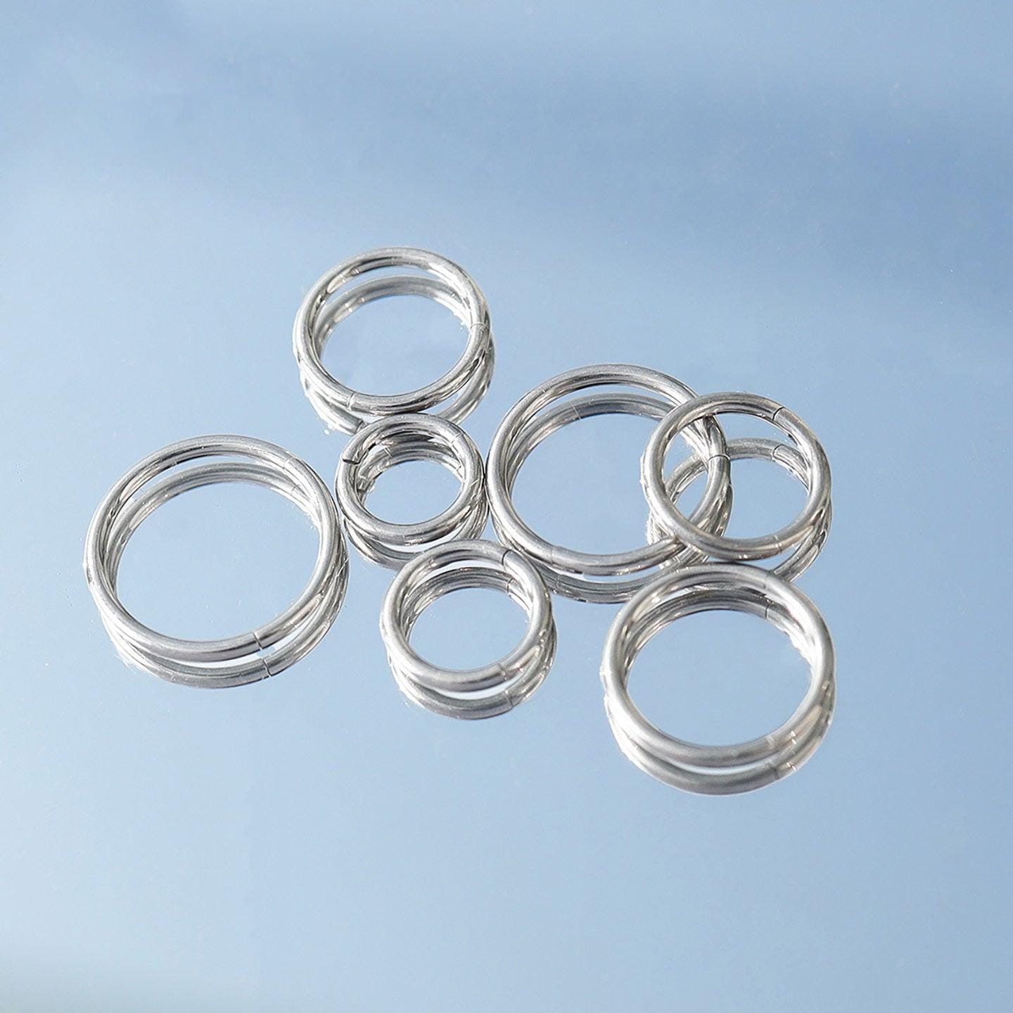 ASTM F136 Titanium Double Hoop Septum Ring｜16G Hinged Clicker｜Minimalist Stacked Daith Jewelry｜Hypoallergenic｜Helix Conch Rook Cartilage - Image 3