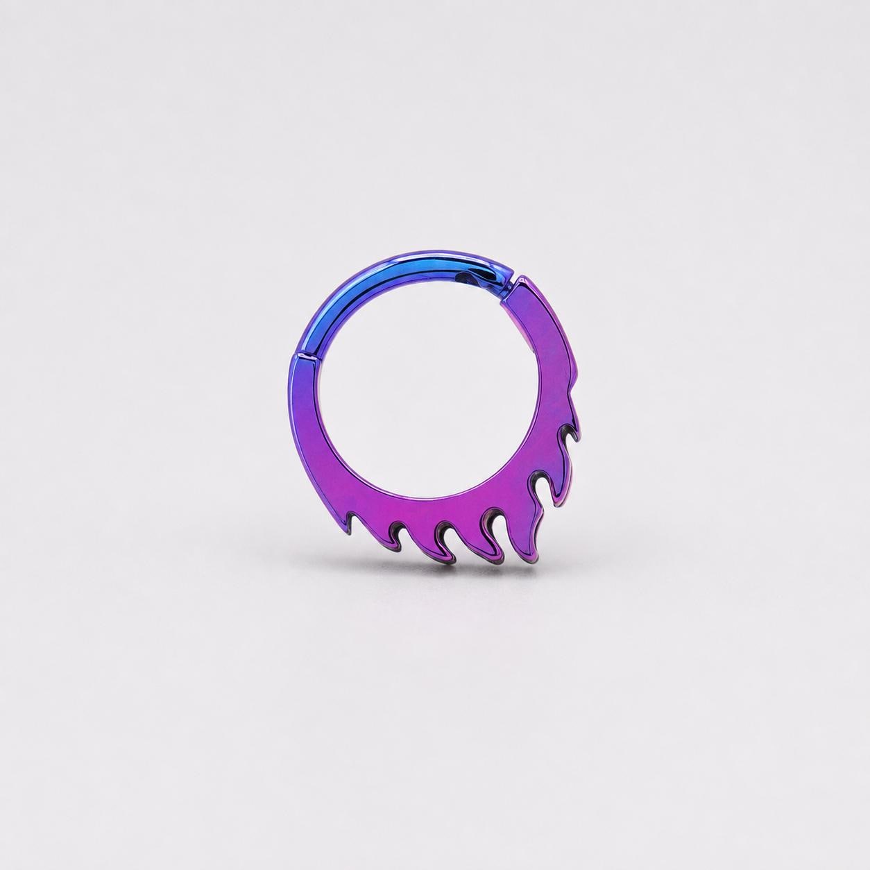 ASTM F136 Titanium Dripping Septum Ring｜16G Hinged Clicker｜Rainbow Melt Daith Jewelry｜Hypoallergenic｜Helix Conch Rook - Image 5