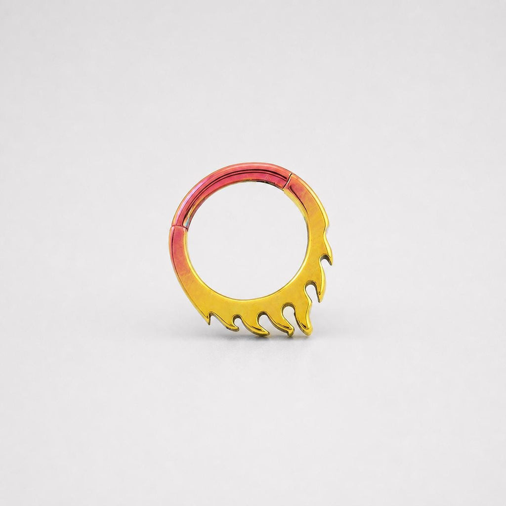 ASTM F136 Titanium Dripping Septum Ring｜16G Hinged Clicker｜Rainbow Melt Daith Jewelry｜Hypoallergenic｜Helix Conch Rook - Image 4