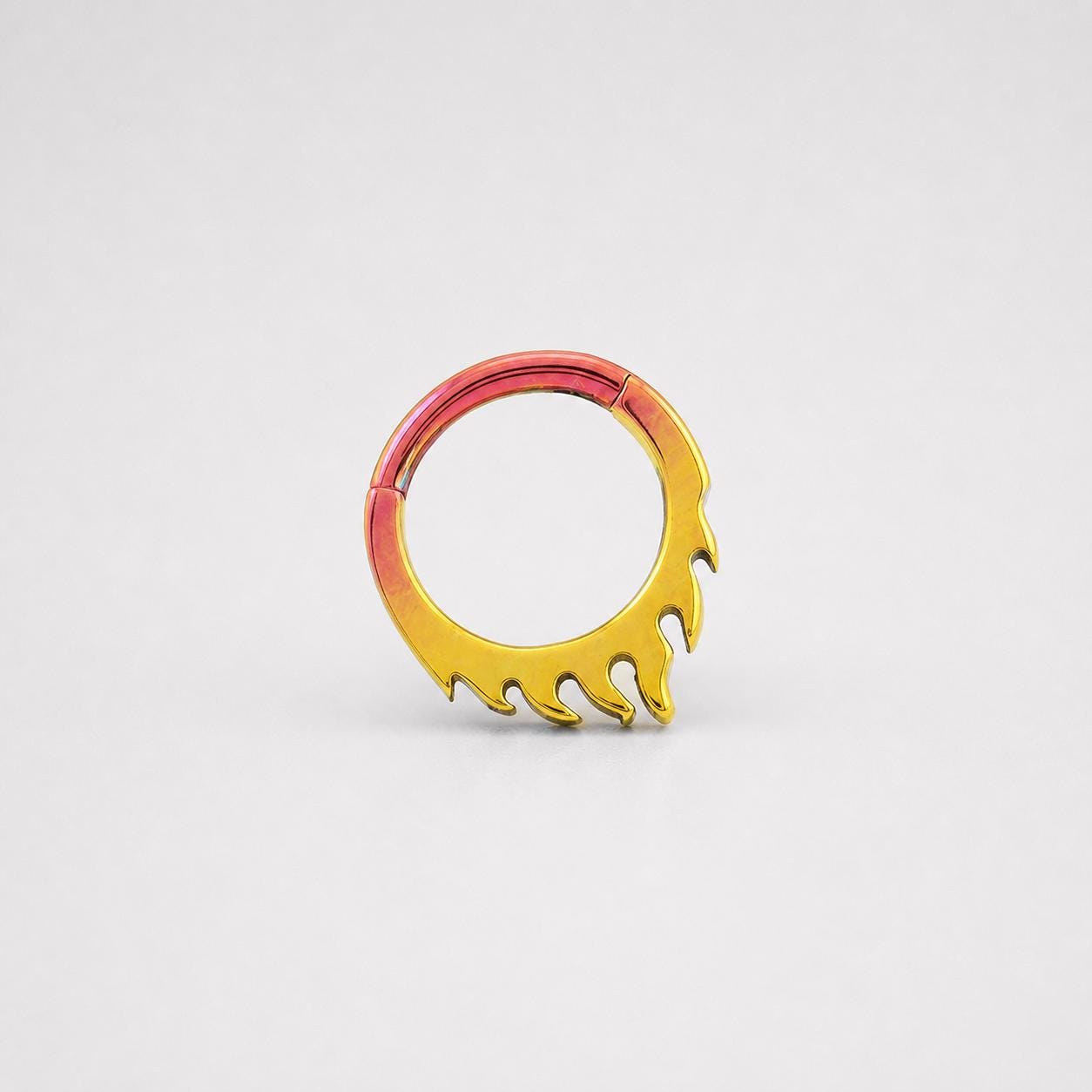 ASTM F136 Titanium Dripping Septum Ring｜16G Hinged Clicker｜Rainbow Melt Daith Jewelry｜Hypoallergenic｜Helix Conch Rook - Image 4