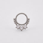 ASTM F136 Titanium Triple Star Septum Ring｜16G Hinged Clicker｜Sparkling CZ Daith Jewelry｜Hypoallergenic｜Helix Conch Rook - Image 6