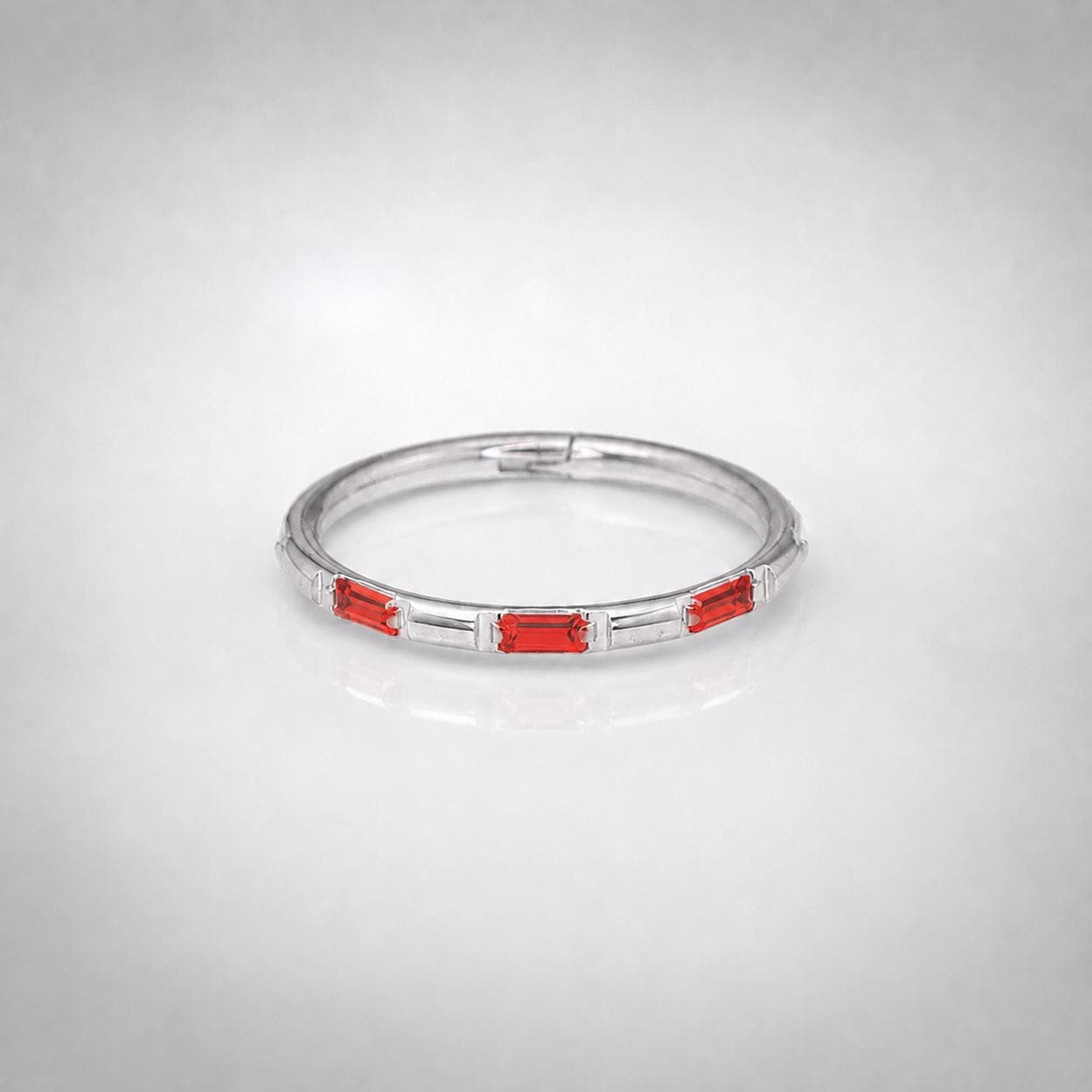 ASTM F136 Titanium Baguette CZ Septum Ring｜16G Hinged Clicker｜Colorful Crystal Daith Jewelry｜Hypoallergenic｜Helix Conch Rook - Image 5