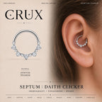 ASTM F136 Titanium Graduated CZ Septum Ring｜16G Hinged Clicker｜Sparkling Daith Jewelry｜Hypoallergenic｜Helix Conch Rook Cartilage