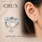 ASTM F136 Titanium Moon Star Septum Ring｜16G Hinged Clicker｜Sparkling CZ Daith Jewelry｜Hypoallergenic｜Helix Conch Rook Cartilage