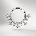 ASTM F136 Titanium Spike CZ Septum Ring｜16G Hinged Clicker｜Gothic Daith Jewelry｜Hypoallergenic｜Helix Conch Rook Cartilage - Image 8