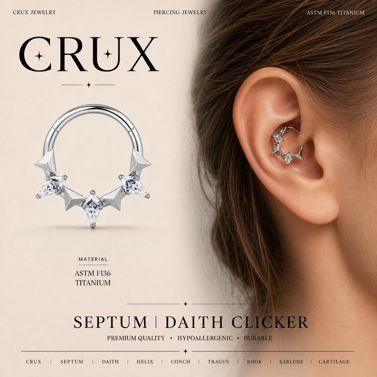 ASTM F136 Titanium Bow Septum Ring｜16G Hinged Clicker｜Cute Bow Daith Jewelry｜Hypoallergenic｜Helix Conch Rook Cartilage