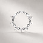 ASTM F136 Titanium Thorn Spike Septum Ring｜16G Hinged Clicker｜Gothic Daith Jewelry｜Hypoallergenic｜Helix Conch Rook Cartilage - Image 4
