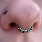 ASTM F136 Titanium Beaded CZ Septum Ring｜16G Hinged Clicker｜Sparkling Daith Jewelry｜Hypoallergenic｜Helix Conch Rook Cartilage - Image 4