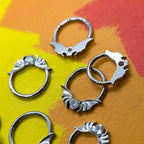 ASTM F136 Titanium Bat Wing Heart Septum Ring｜16G Hinged Clicker｜Gothic CZ Daith Jewelry｜Hypoallergenic｜Helix Conch Rook Cartilage - Image 6