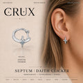 ASTM F136 Titanium North Star Septum Ring｜16G Hinged Clicker｜Blue CZ Daith Jewelry｜Hypoallergenic｜Helix Conch Rook Cartilage