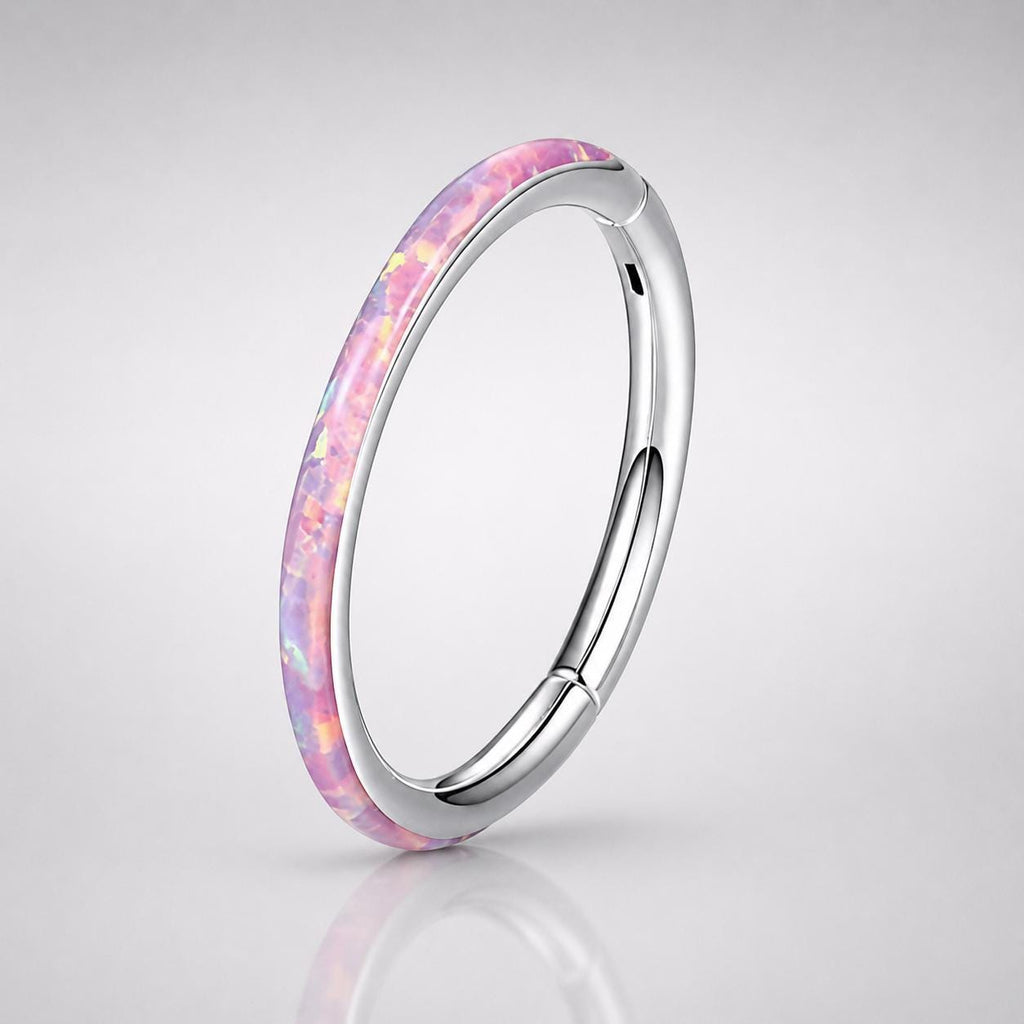 ASTM F136 Titanium Opal Septum Ring｜16G Hinged Clicker｜Colorful Opal Daith Jewelry｜Hypoallergenic｜Helix Conch Rook Cartilage - Image 8