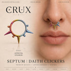 ASTM F136 Titanium Spike & Ball Septum Ring｜16G Hinged Clicker｜Punk Daith Jewelry｜Hypoallergenic｜Helix Conch Rook Cartilage