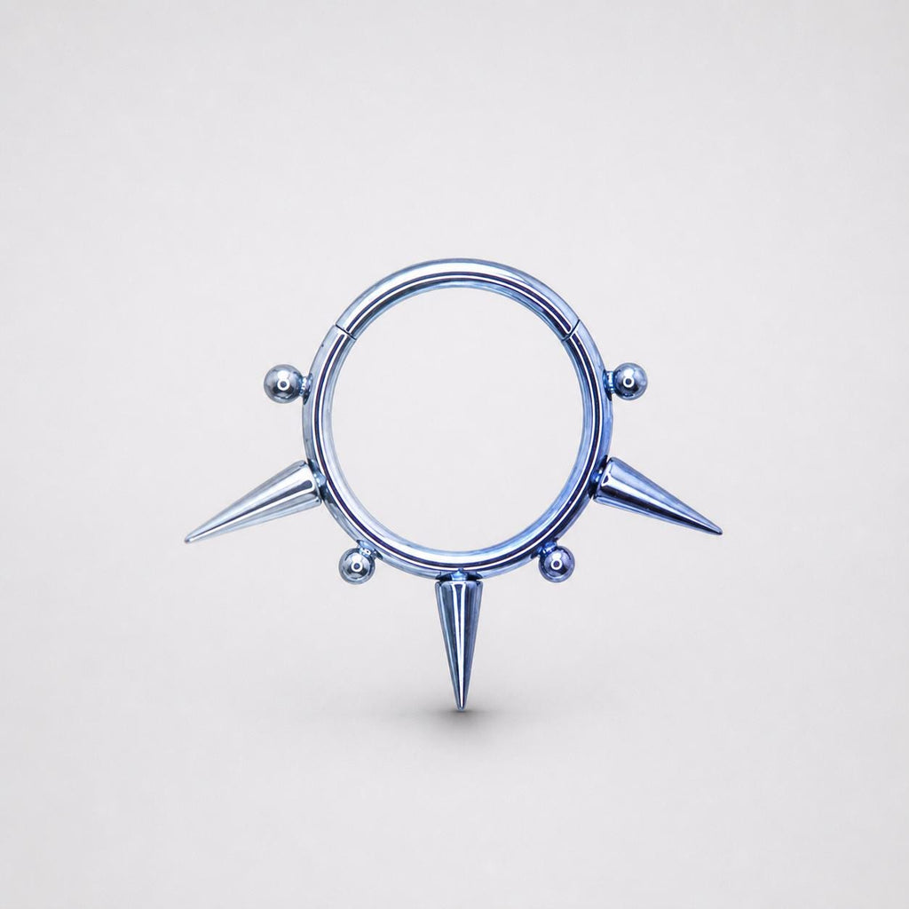 ASTM F136 Titanium Spike & Ball Septum Ring｜16G Hinged Clicker｜Punk Daith Jewelry｜Hypoallergenic｜Helix Conch Rook Cartilage - Image 9