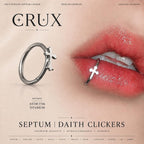 ASTM F136 Titanium Cross Septum Ring｜16G Hinged Clicker｜Gothic Daith Jewelry｜Hypoallergenic｜Helix Conch Rook Cartilage