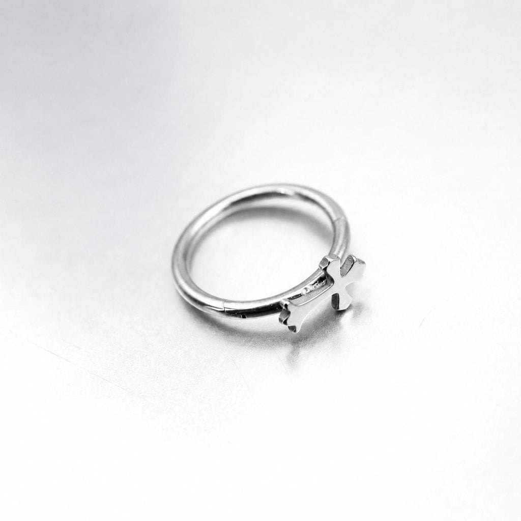 ASTM F136 Titanium Cross Septum Ring｜16G Hinged Clicker｜Gothic Daith Jewelry｜Hypoallergenic｜Helix Conch Rook Cartilage - Image 8