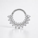 ASTM F136 Titanium Rainbow CZ Septum Ring｜16G Double Row Hinged Clicker｜Sparkling Daith Jewelry｜Hypoallergenic｜Helix Conch Rook Cartilage - Image 6