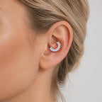 ASTM F136 Titanium Rainbow CZ Septum Ring｜16G Double Row Hinged Clicker｜Sparkling Daith Jewelry｜Hypoallergenic｜Helix Conch Rook Cartilage - Image 2