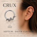 ASTM F136 Titanium Snake Septum Ring｜16G Hinged Clicker｜Serpent Daith Jewelry｜Hypoallergenic｜Helix Conch Rook Cartilage