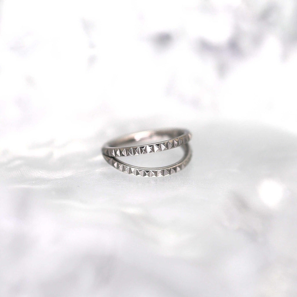 ASTM F136 Titanium Double Hoop Studded Septum Ring｜16G Hinged Clicker｜Punk Daith Jewelry｜Hypoallergenic｜Helix Conch Rook Cartilage - Image 3
