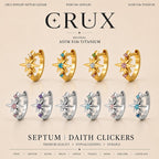 ASTM F136 Titanium Starburst Septum Ring｜16G Hinged Clicker｜Colorful CZ Daith Jewelry｜Helix Conch Rook Cartilage