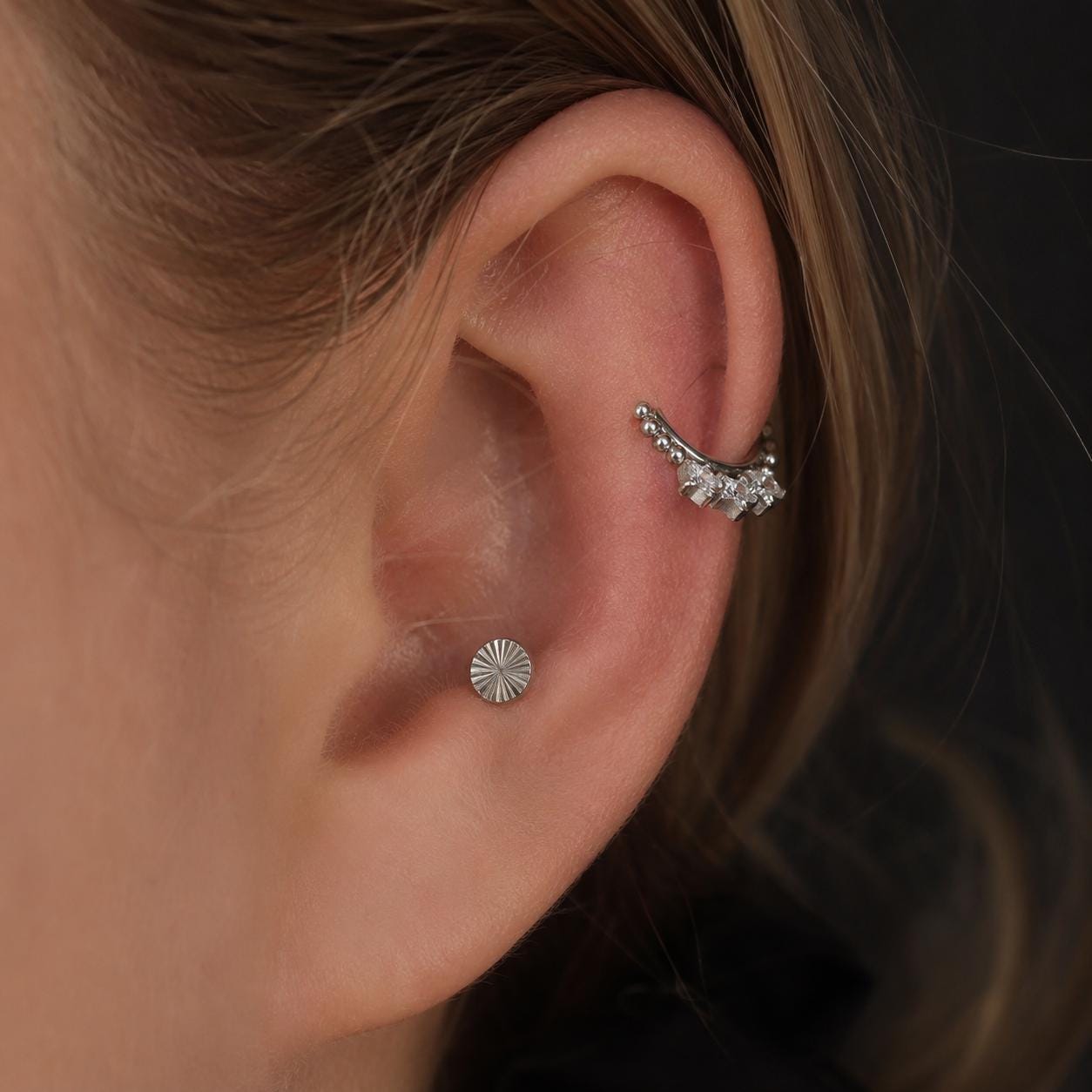 ASTM F136 Titanium Triple Star Septum Ring｜16G Hinged Clicker｜Sparkling CZ Daith Jewelry｜Hypoallergenic｜Helix Conch Rook - Image 2