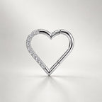 ASTM F136 Titanium CZ Heart Septum Ring｜16G Hinged Clicker｜Sparkling Heart Daith Jewelry｜Hypoallergenic｜Helix Conch Rook - Image 10