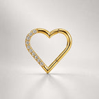 ASTM F136 Titanium CZ Heart Septum Ring｜16G Hinged Clicker｜Sparkling Heart Daith Jewelry｜Hypoallergenic｜Helix Conch Rook - Image 9