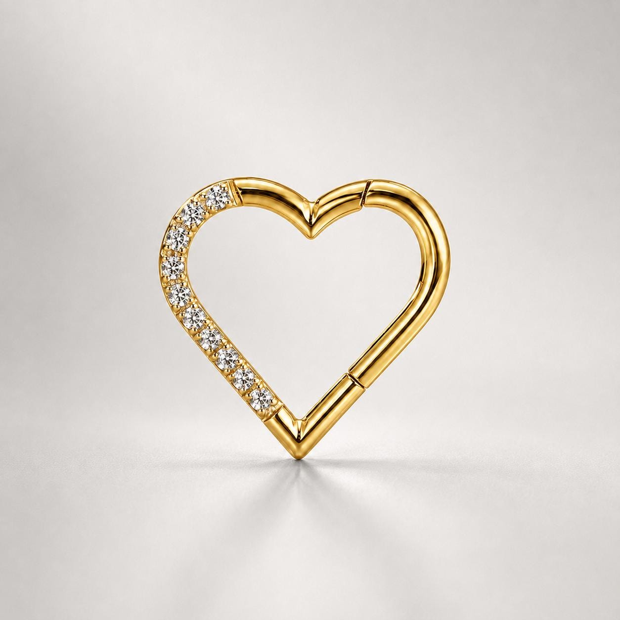 ASTM F136 Titanium CZ Heart Septum Ring｜16G Hinged Clicker｜Sparkling Heart Daith Jewelry｜Hypoallergenic｜Helix Conch Rook - Image 9