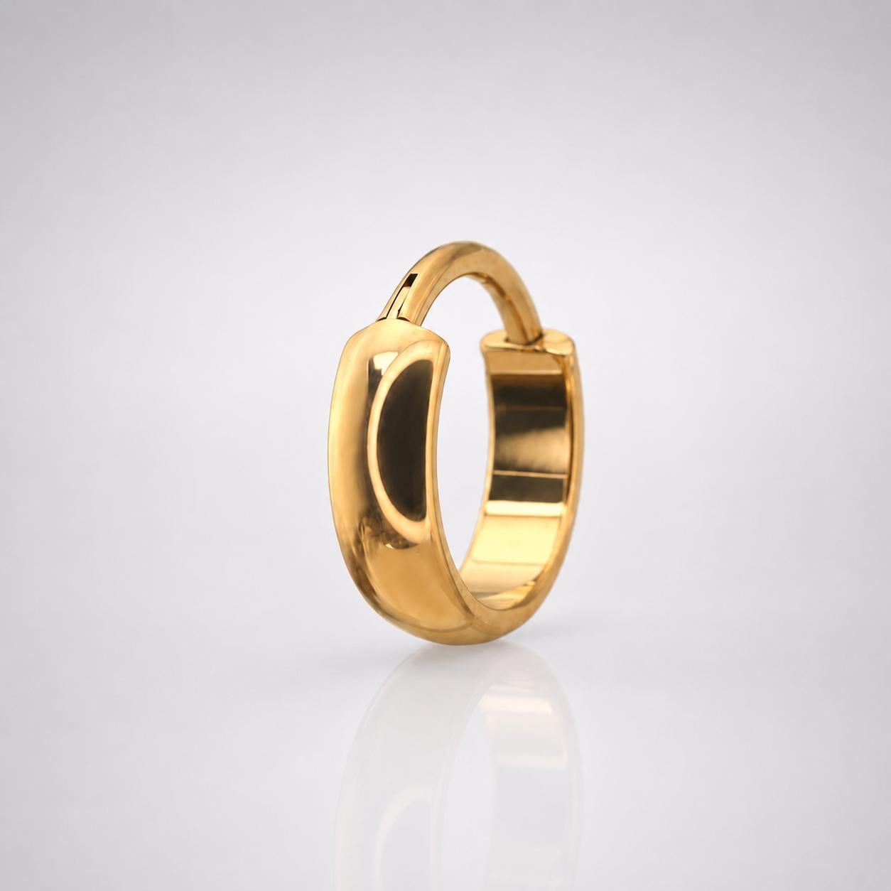ASTM F136 Titanium Chunky Gold Septum Ring｜16G Hinged Clicker｜Minimalist Hoop Daith Jewelry｜Hypoallergenic｜Helix Conch Rook - Image 7