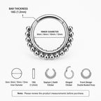 ASTM F136 Titanium Double Hoop Beaded Septum Ring｜16G Hinged Clicker｜Stacked Bead Daith Jewelry｜Hypoallergenic｜Helix Conch Rook Cartilage - Image 9