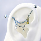 Starfall Chain titanium industrial barbell, detail view 5