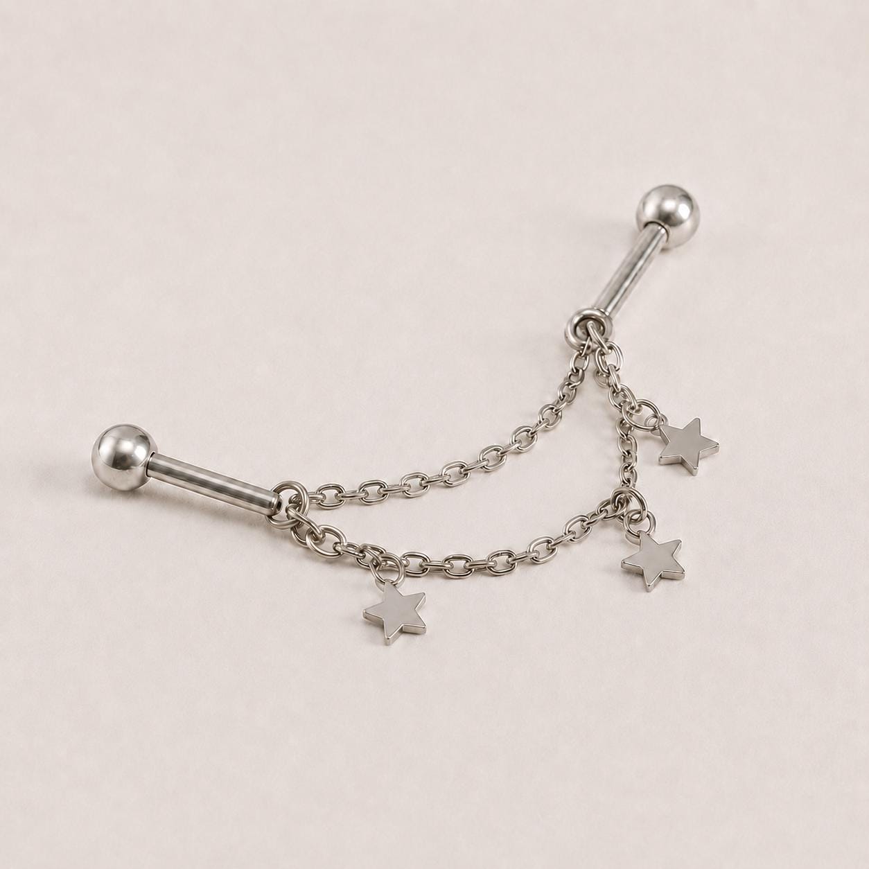 Starfall Chain titanium industrial barbell, detail view 7