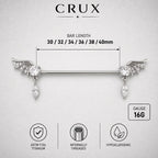 Bat Wing Crystal titanium industrial barbell, detail view 7