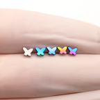 Colorful Gradient Butterfly Titanium - Nose/Ear Stud - Colorful Gradient Butterfly Titanium - Nose/Ear Stud - Sliver / 6 mm by CRUXJEWELRY