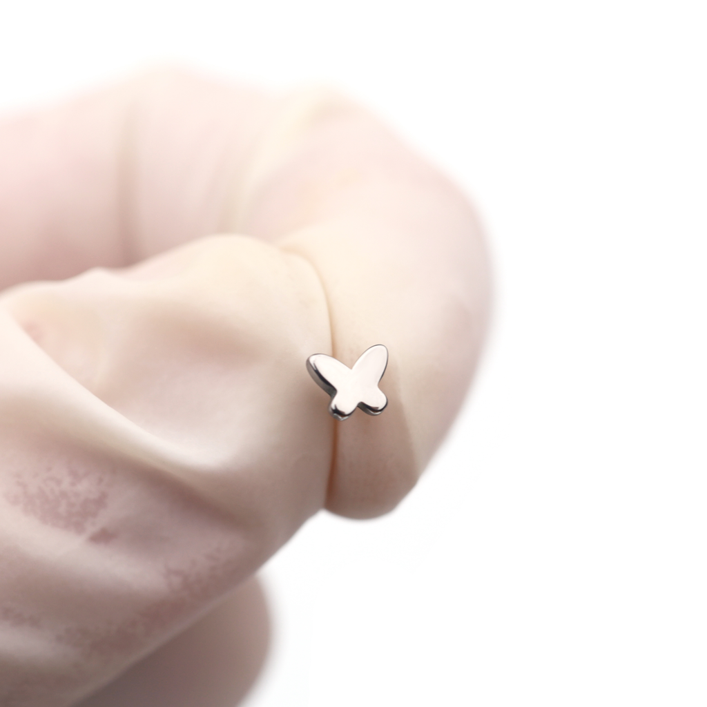 Colorful Gradient Butterfly Titanium - Nose/Ear Stud - Colorful Gradient Butterfly Titanium - Nose/Ear Stud - Sliver / 6 mm by CRUXJEWELRY