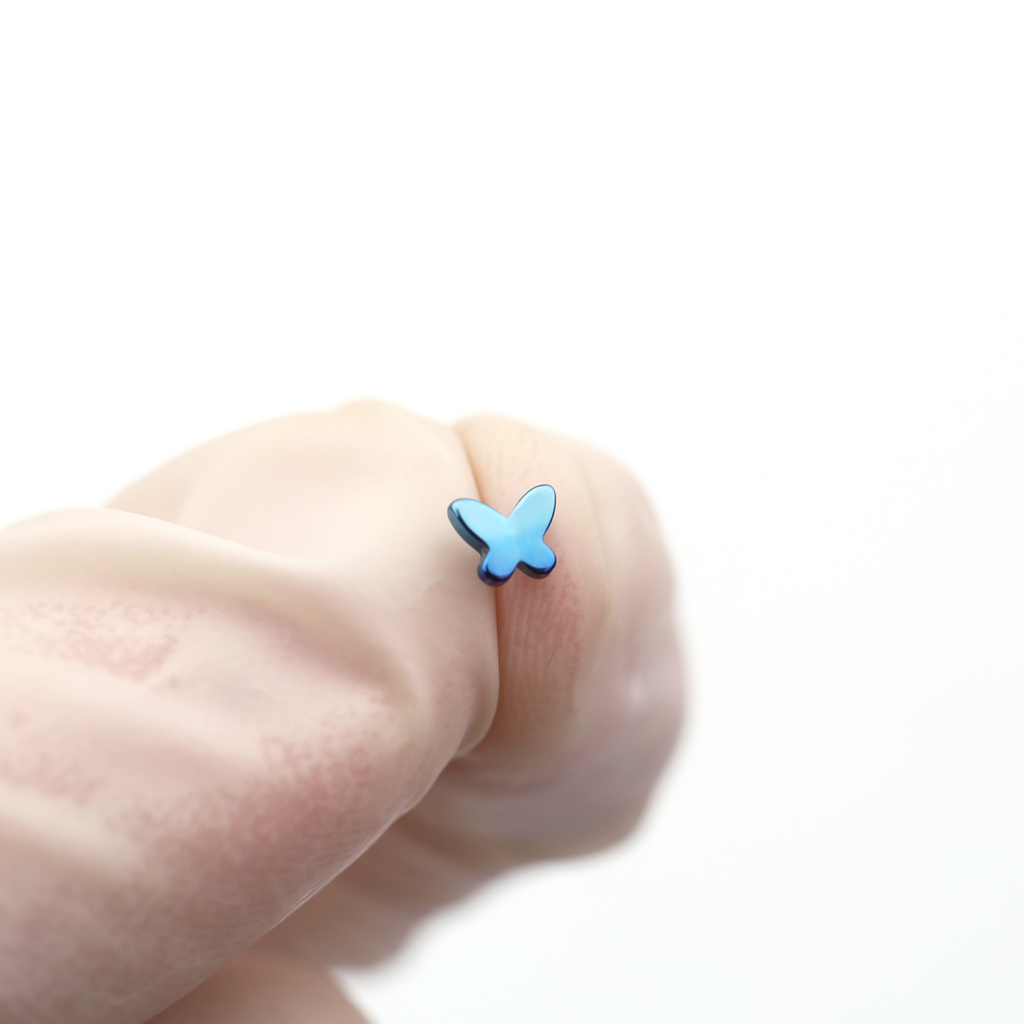 Colorful Gradient Butterfly Titanium - Nose/Ear Stud - Colorful Gradient Butterfly Titanium - Nose/Ear Stud - Sliver / 6 mm by CRUXJEWELRY