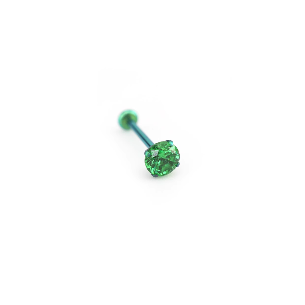 F136 Titanium Flat-Back Studs - F136 Titanium Flat-Back Studs - Green / 3 mm / 6mm by CRUXJEWELRY