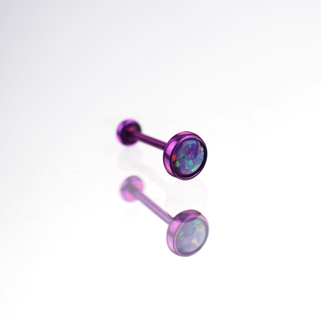 Opal Basic Titanium Threadless Pin - Opal Basic Titanium Threadless Pin - Violet Purple / 0.8mm/20G / 6mm by CRUXJEWELRY