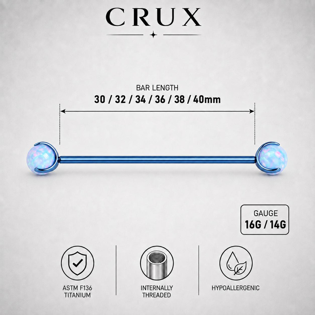 Aurora Opal industrial barbell detail 8