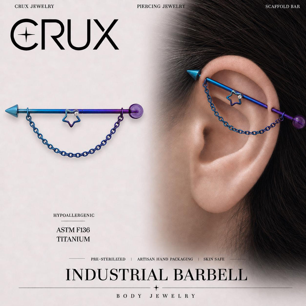 Crystal Star Chain F136 Titanium industrial barbell