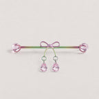 Ribbon Bow Crystal industrial barbell detail 4