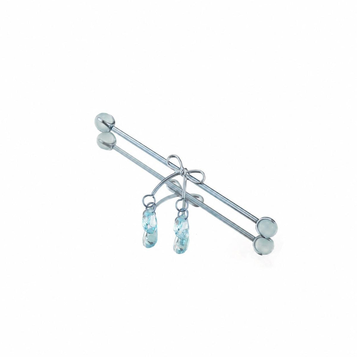 Ribbon Bow Crystal industrial barbell detail 8