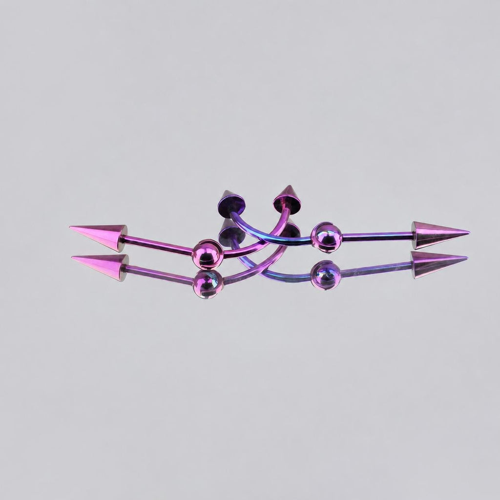 Double Spike industrial barbell detail 4