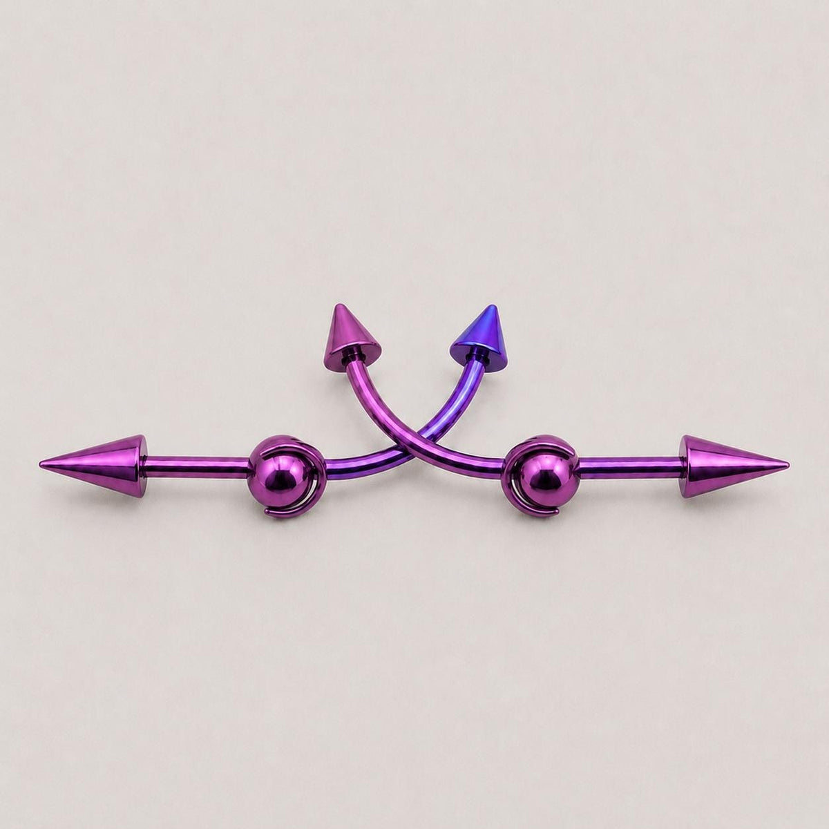 Double Spike industrial barbell detail 9