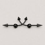 Double Spike industrial barbell detail 10