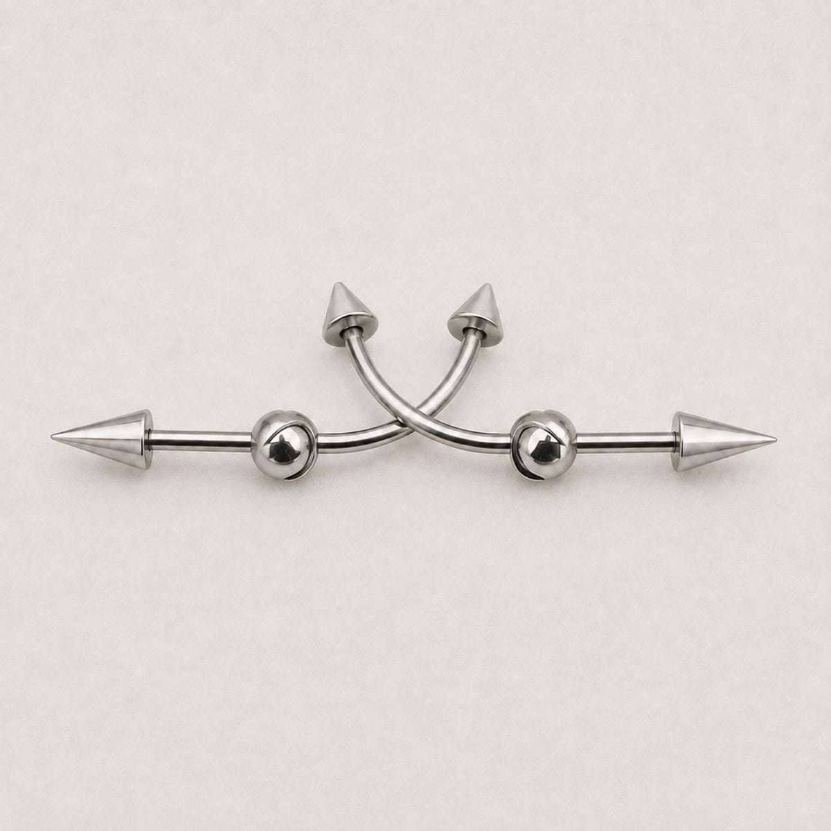 Double Spike industrial barbell detail 11