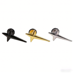 Large Black & White 3D Four-Point Star Externally Threaded Stainless Steel Ear Studs
