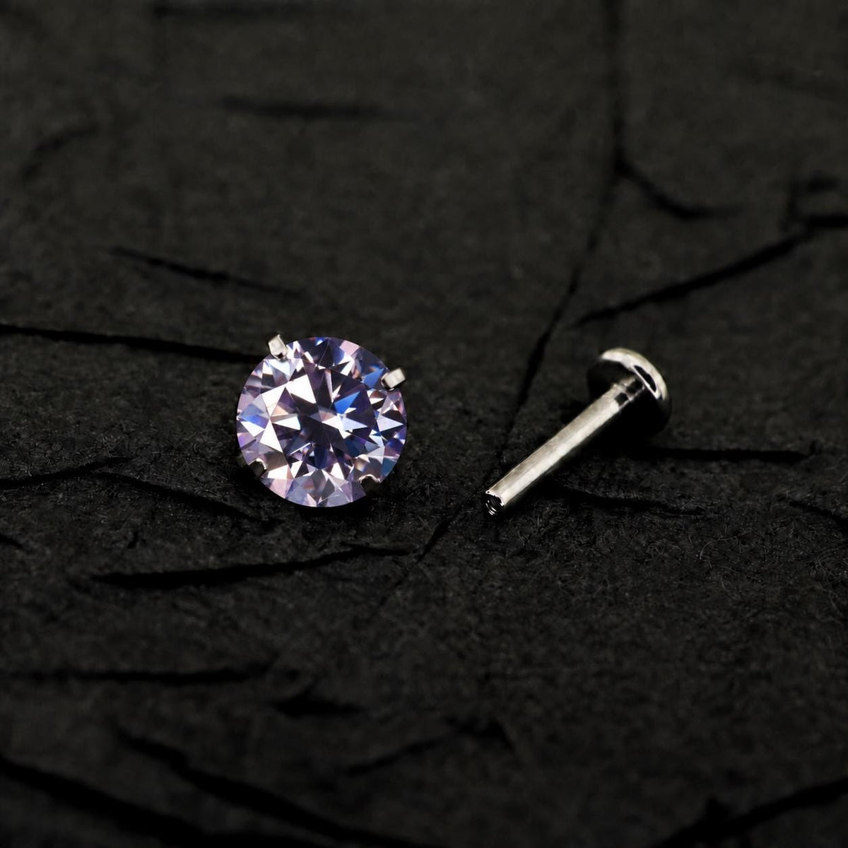 ETSY 4574960290 | IMAGE 3 | Lilac Moissanite Flat Back Stud